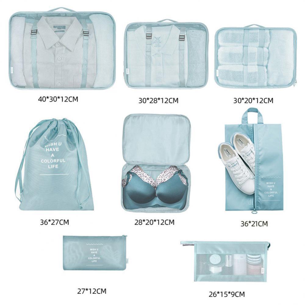8-Piece Travel Luggage Organizer Set – Packing Cubes for Clothes, Shoes