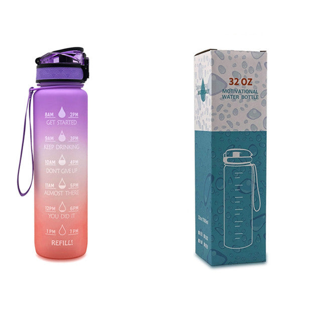 Hydration Motivation Bottle – Time Marker, Flip Cap, BPA-Free