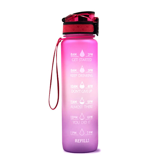 Hydration Motivation Bottle – Time Marker, Flip Cap, BPA-Free