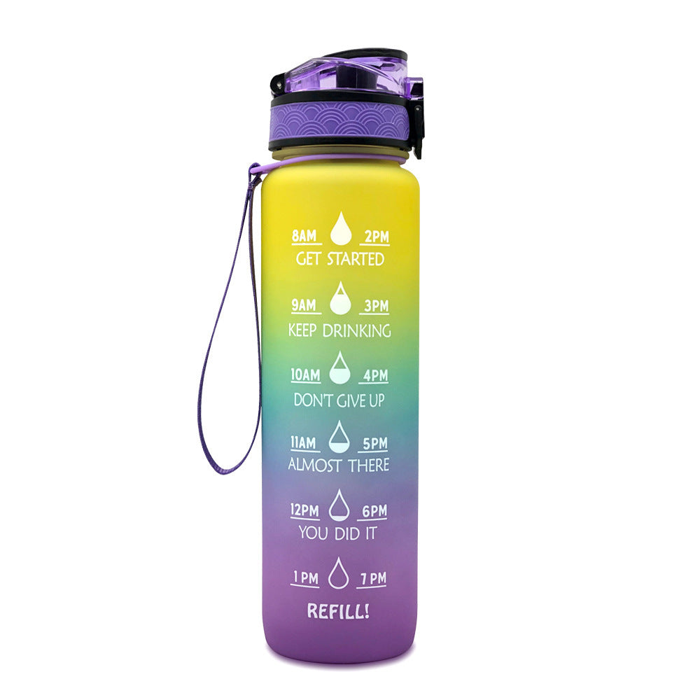 Hydration Motivation Bottle – Time Marker, Flip Cap, BPA-Free