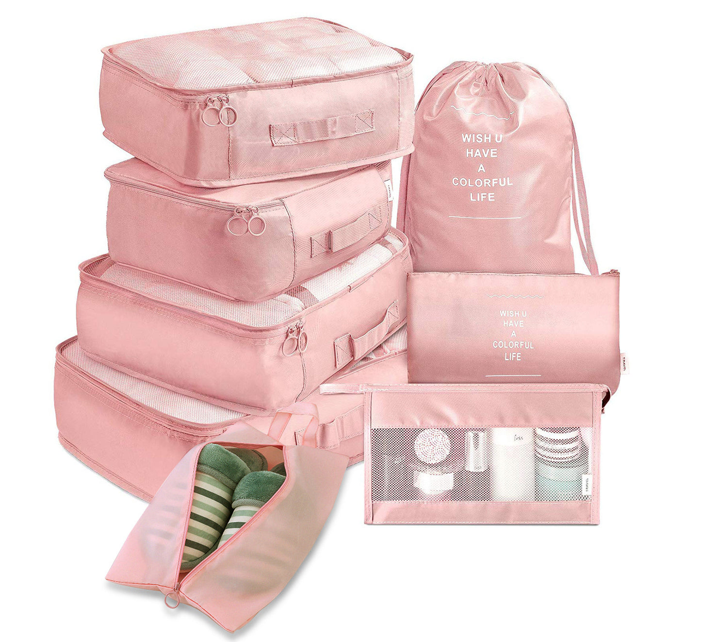 8-Piece Travel Luggage Organizer Set – Packing Cubes for Clothes, Shoes