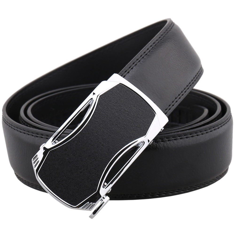 Men’s Leather Automatic Buckle Belt – Genuine Leather, Stylish & Adjustable