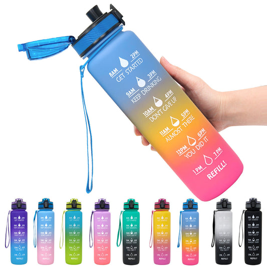 Hydration Motivation Bottle – Time Marker, Flip Cap, BPA-Free