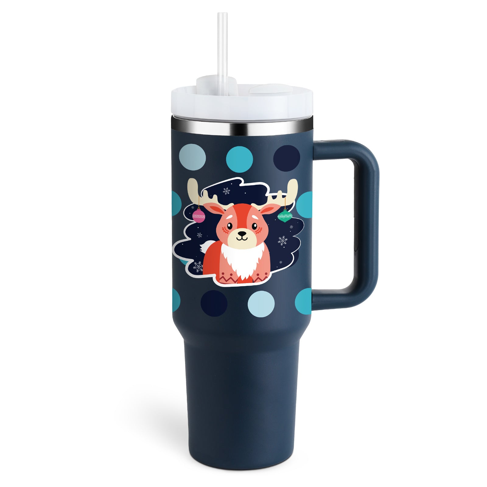 40 oz Insulated Stainless Steel Tumbler with Handle & Straw – Spill Proof