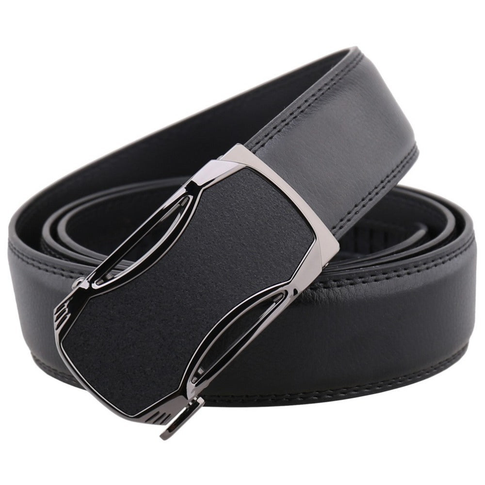 Men’s Leather Automatic Buckle Belt – Genuine Leather, Stylish & Adjustable