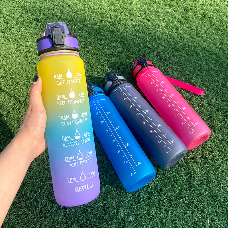 Hydration Motivation Bottle – Time Marker, Flip Cap, BPA-Free