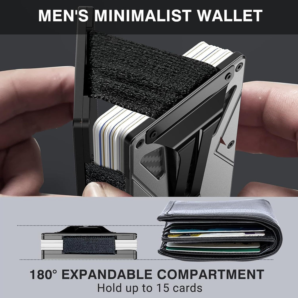 RFID Anti-Theft Metal Wallet with Tracker – Slim, Swipe-Proof Card Holder for Men