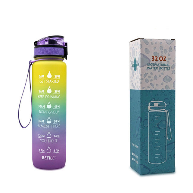 Hydration Motivation Bottle – Time Marker, Flip Cap, BPA-Free