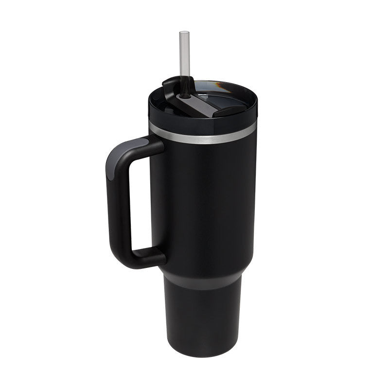 40 oz Insulated Stainless Steel Tumbler with Handle & Straw – Spill Proof